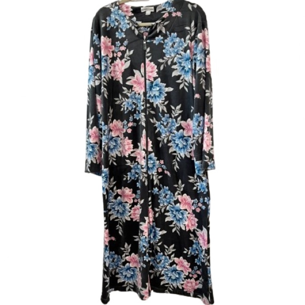 Miss Elaine Long Robe/Dress Full Length Zipper Side Pockets L - Picture 5 of 6